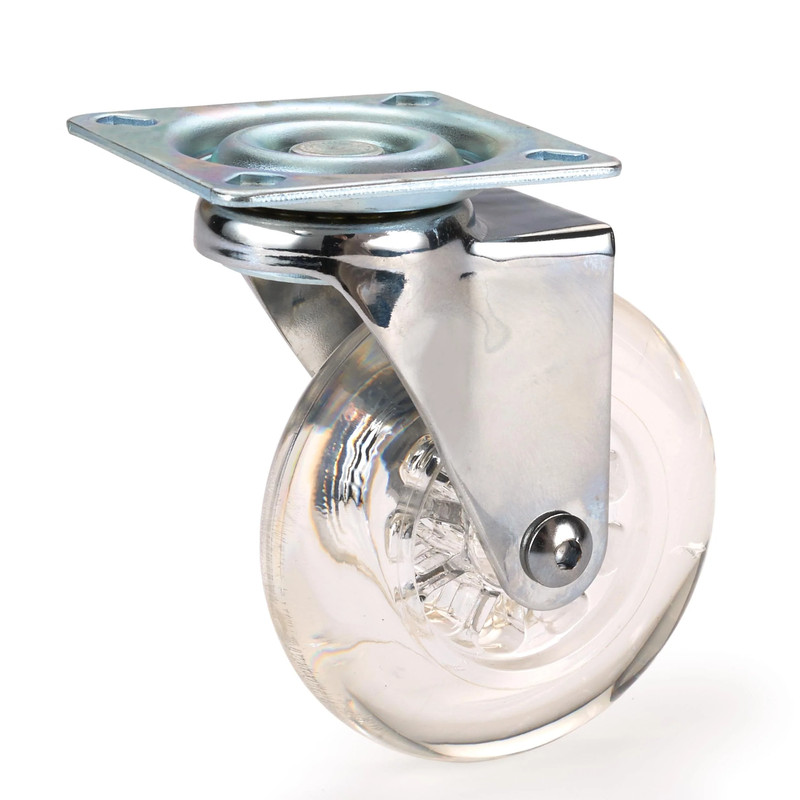 3" Skate Wheel Caster Non-Locking with Rounded Translucent Wheel
